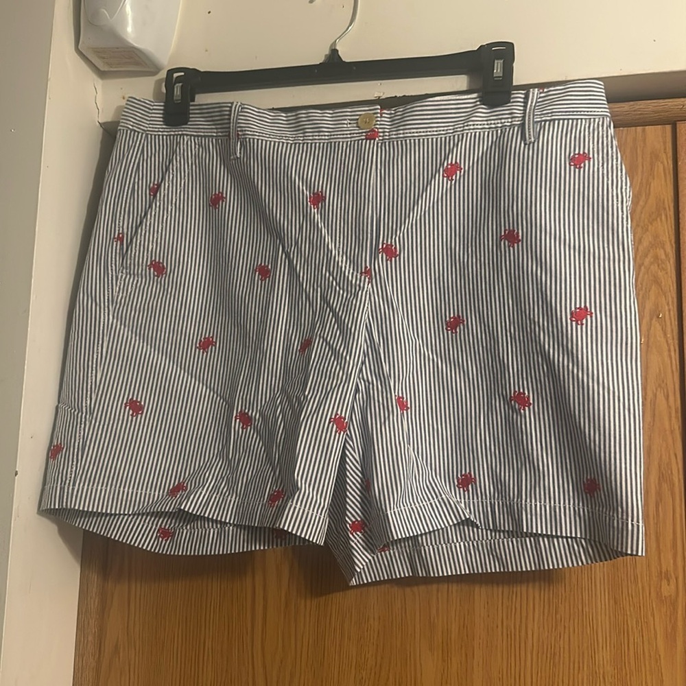 Striped Shorts with Red Accents